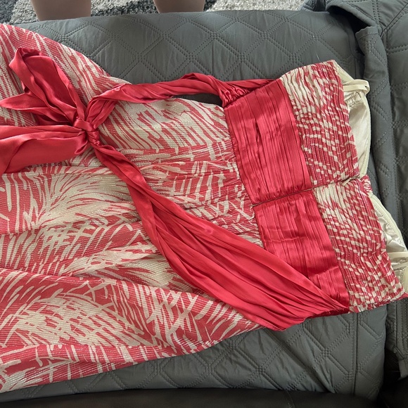 Stunning Cocktail Coral Strapless Dress with Ribbon - Picture 4 of 4